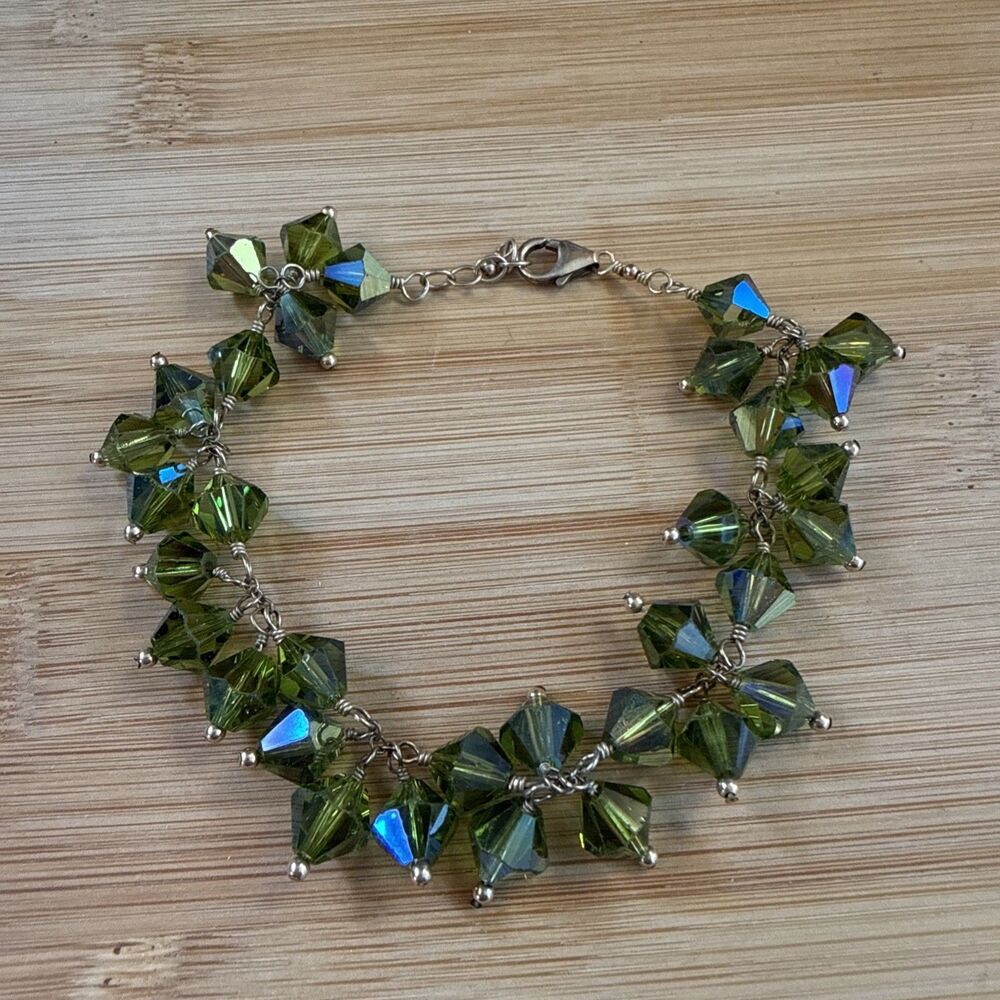 GREEN CRYSTAL BEAD BRACELET UNBRANDED￼VIN